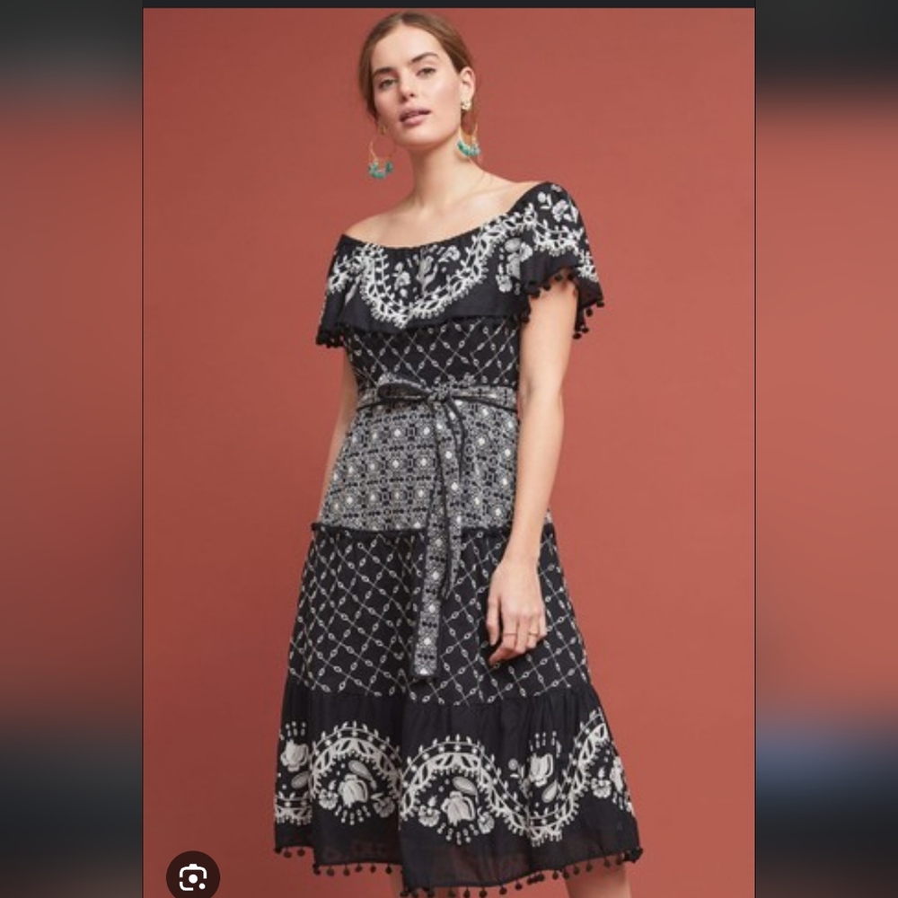 New! Anthropologie Florina Embroidered Midi Dress